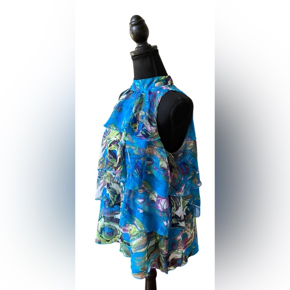 NY Collection: Blue Tiered Ruffle Top - Picture 16 of 16